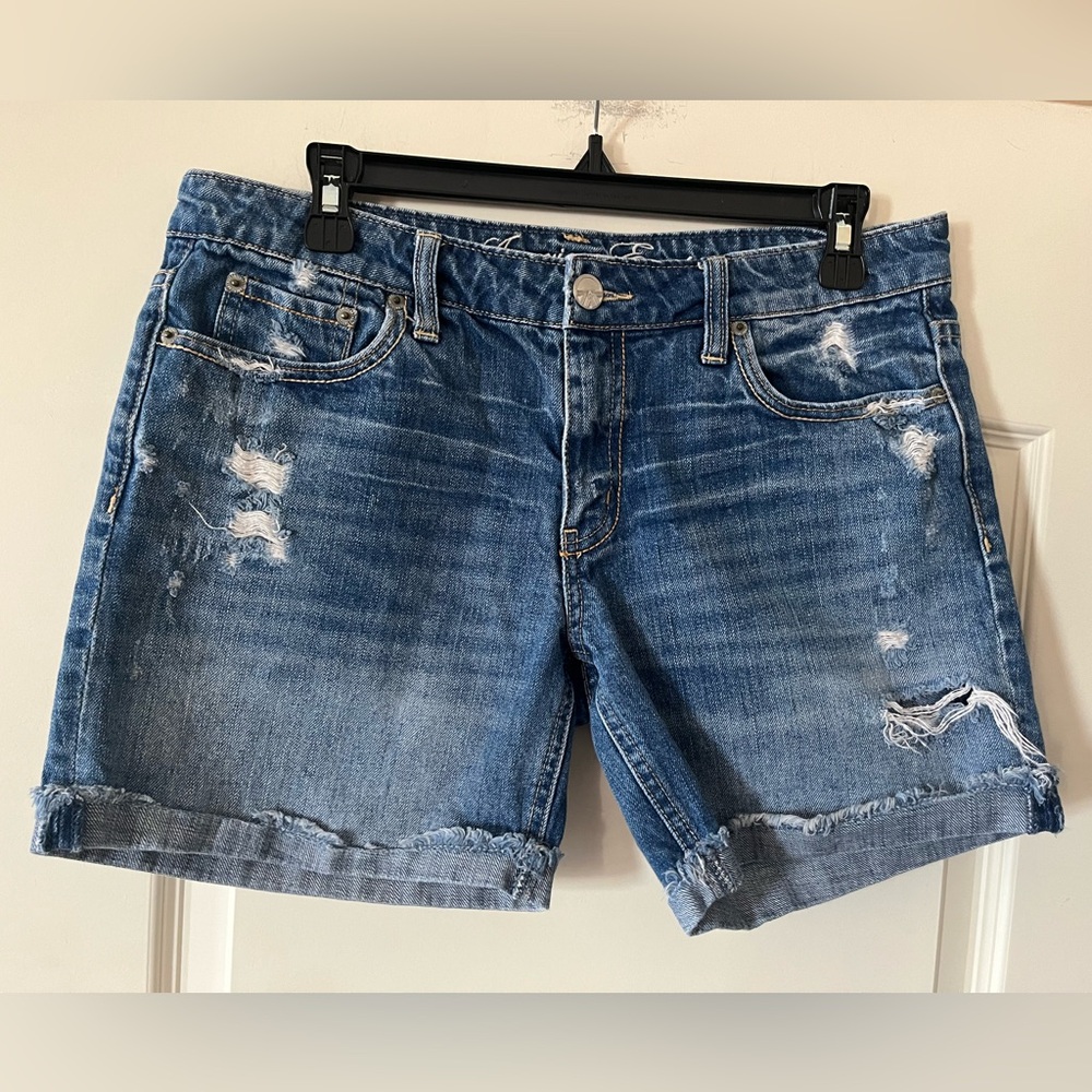 American Eagle Outfitters Distressed Blue Denim Jean Shorts